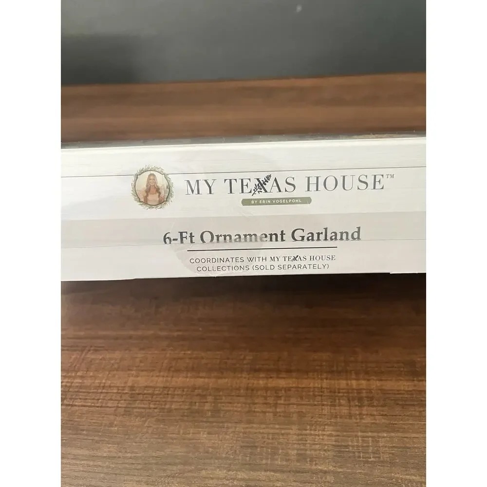 My Texas House Silver Shatterproof Ornament Christmas Garland 72”Mercury Glass